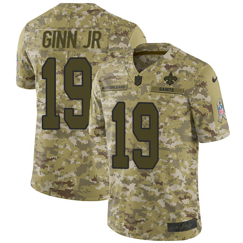 Nike Saints #19 Ted Ginn Jr Camo Men's Stitched NFL Limited 2018 Salute To Service Jersey Nike Saints #19 Ted Ginn Jr Camo Men's Stitched NFL Limited 2018 Salute To Service Jersey