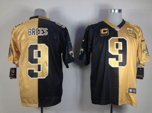 Nike Saints #9 Drew Brees Black/Gold Men's Stitched NFL Elite Split Jersey Nike Saints #9 Drew Brees Black/Gold Men's Stitched NFL Elite Split Jersey