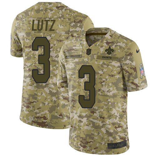 Nike Saints #3 Wil Lutz Camo Men's Stitched NFL Limited 2018 Salute To Service Jersey Nike Saints #3 Wil Lutz Camo Men's Stitched NFL Limited 2018 Salute To Service Jersey