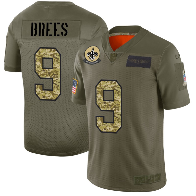 New Orleans Saints #9 Drew Brees Men's Nike 2019 Olive Camo Salute To Service Limited NFL Jersey New Orleans Saints #9 Drew Brees Men's Nike 2019 Olive Camo Salute To Service Limited NFL Jersey