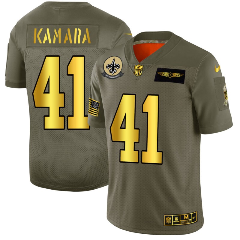 New Orleans Saints #41 Alvin Kamara NFL Men's Nike Olive Gold 2019 Salute to Service Limited Jersey New Orleans Saints #41 Alvin Kamara NFL Men's Nike Olive Gold 2019 Salute to Service Limited Jersey