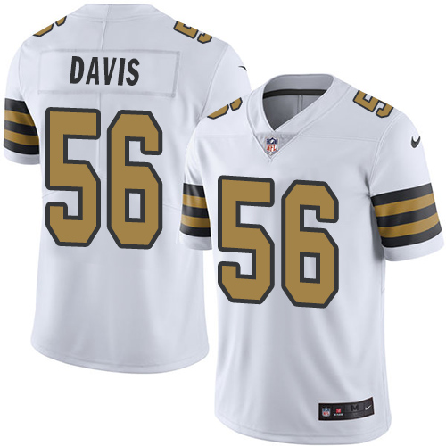 Nike Saints #56 DeMario Davis White Men's Stitched NFL Limited Rush Jersey Nike Saints #56 DeMario Davis White Men's Stitched NFL Limited Rush Jersey
