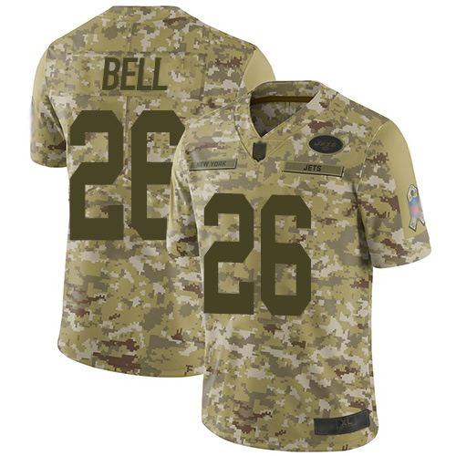 Nike Jets #26 Le'Veon Bell Camo Men's Stitched NFL Limited 2018 Salute To Service Jersey