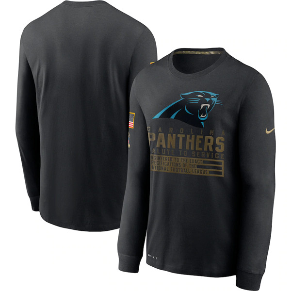 Men's Carolina Panthers Black NFL 2020 Salute To Service Sideline Performance Long Sleeve T-Shirt