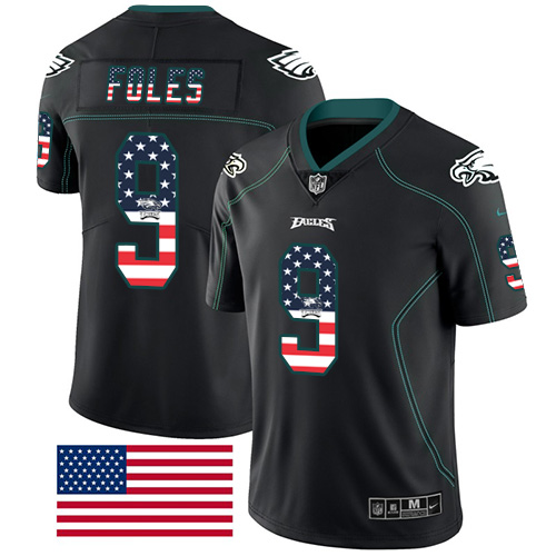 Nike Eagles #9 Nick Foles Black Men's Stitched NFL Limited Rush USA Flag Jersey