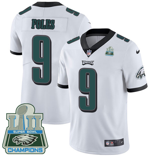 Nike Eagles #9 Nick Foles White Super Bowl LII Champions Men's Stitched NFL Vapor Untouchable Limited Jersey