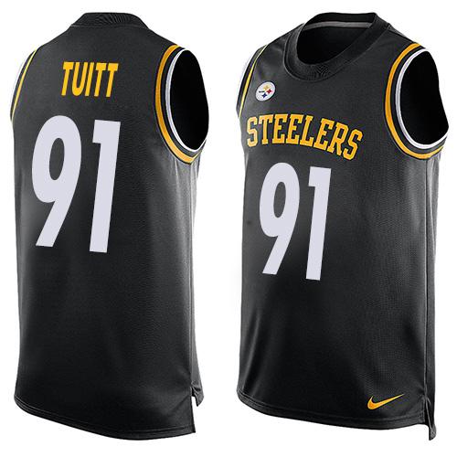 Nike Steelers #91 Stephon Tuitt Black Team Color Men's Stitched NFL Limited Tank Top Jersey