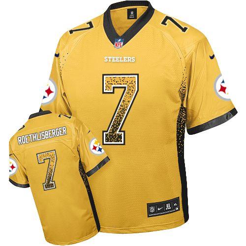 Nike Steelers #7 Ben Roethlisberger Gold Men's Stitched NFL Elite Drift Fashion Jersey