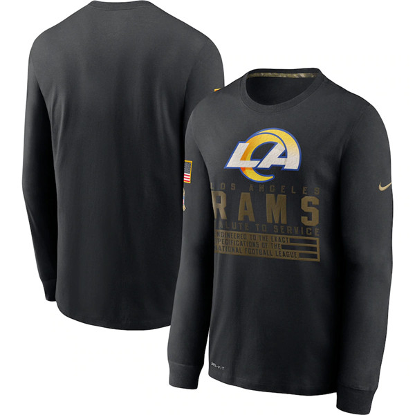 Men's Los Angeles Rams Black NFL 2020 Salute To Service Sideline Performance Long Sleeve T-Shirt