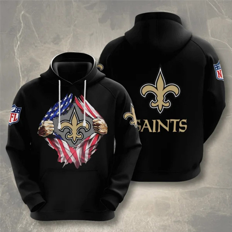 Men's New Orleans Saints Black NFL 3D Trending T-Shirt Hoodie