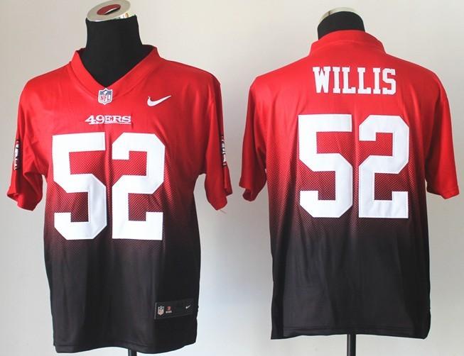 Nike 49ers #52 Patrick Willis Red/Black Men's Stitched NFL Elite Fadeaway Fashion Jersey