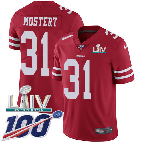 Nike 49ers #31 Raheem Mostert Red Super Bowl LIV 2020 Team Color Men's Stitched NFL 100th Season Vapor Untouchable Limited Jersey