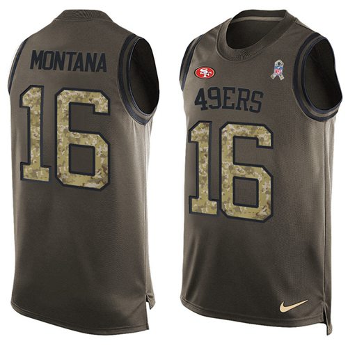 Nike 49ers #16 Joe Montana Green Men's Stitched NFL Limited Salute To Service Tank Top Jersey