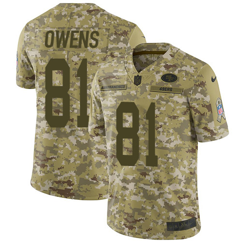 Nike 49ers #81 Terrell Owens Camo Men's Stitched NFL Limited 2018 Salute To Service Jersey