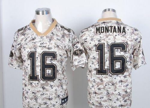 Nike 49ers #16 Joe Montana Camo USMC Men's Stitched NFL Elite Jersey