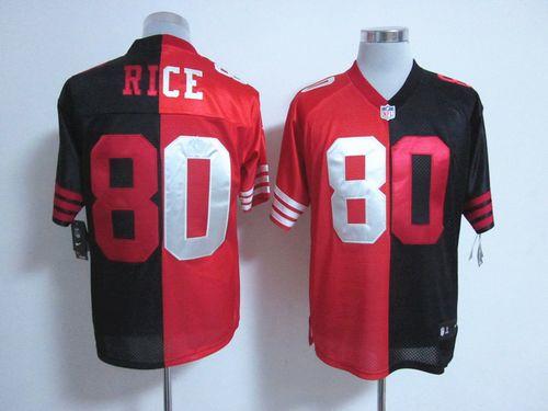 Nike 49ers #80 Jerry Rice Black/Red Men's Stitched NFL Elite Split Jersey