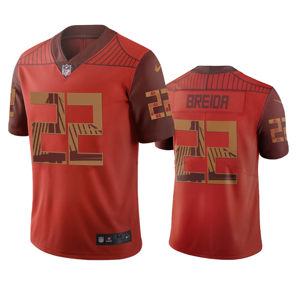 San Francisco 49ers #22 Matt Breida Orange Vapor Limited City Edition NFL Jersey