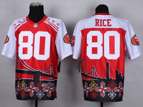 Nike 49ers #80 Jerry Rice Red Men's Stitched NFL Elite Noble Fashion Jersey