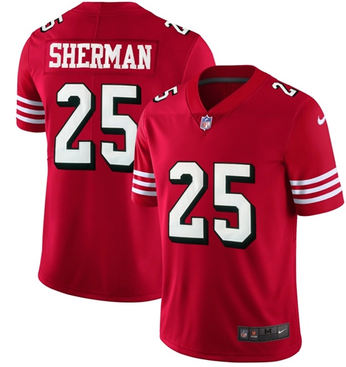 Nike 49ers #25 Richard Sherman Red Team Color Men's Stitched NFL Vapor Untouchable Limited II Jersey