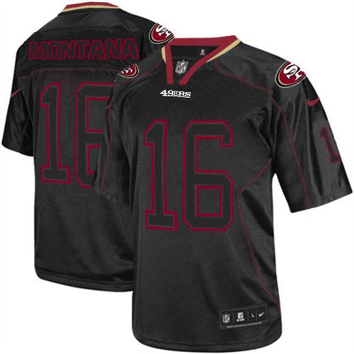 Nike 49ers #16 Joe Montana Lights Out Black Men's Stitched NFL Elite Jersey