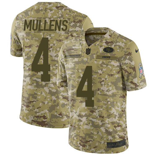 Nike 49ers #4 Nick Mullens Camo Men's Stitched NFL Limited 2018 Salute To Service Jersey