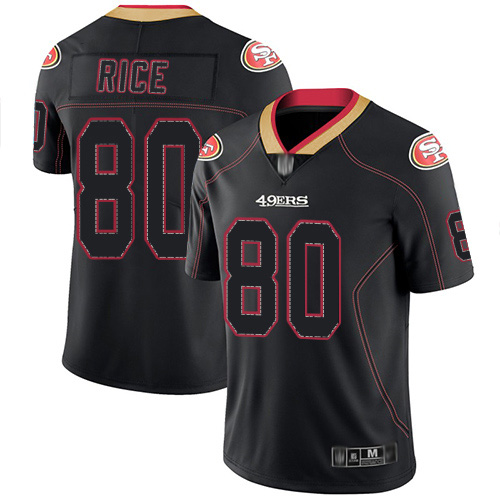 Nike 49ers #80 Jerry Rice Lights Out Black Men's Stitched NFL Limited Rush Jersey