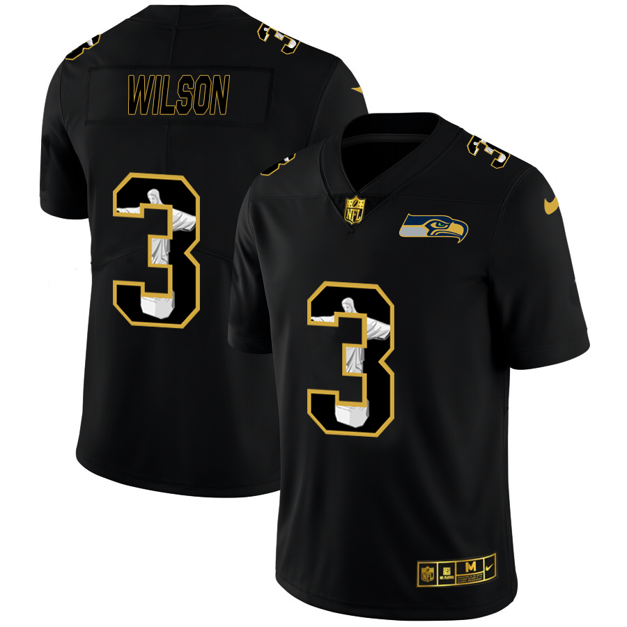 Seattle Seahawks #3 Russell Wilson Men's Nike Carbon Black Vapor Cristo Redentor Limited NFL Jersey Seattle Seahawks #3 Russell Wilson Men's Nike Carbon Black Vapor Cristo Redentor Limited NFL Jersey