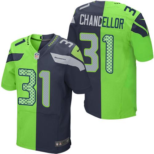 Nike Seahawks #31 Kam Chancellor Steel Blue/Green Men's Stitched NFL Elite Split Jersey Nike Seahawks #31 Kam Chancellor Steel Blue/Green Men's Stitched NFL Elite Split Jersey
