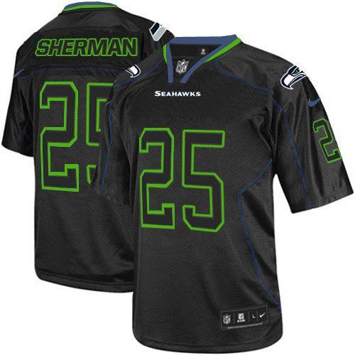Nike Seahawks #25 Richard Sherman Lights Out Black Men's Stitched NFL Elite Jersey Nike Seahawks #25 Richard Sherman Lights Out Black Men's Stitched NFL Elite Jersey
