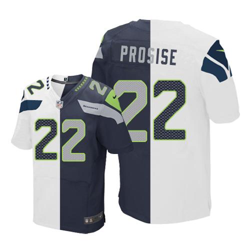 Nike Seahawks #22 C. J. Prosise White/Steel Blue Men's Stitched NFL Elite Split Jersey Nike Seahawks #22 C. J. Prosise White/Steel Blue Men's Stitched NFL Elite Split Jersey