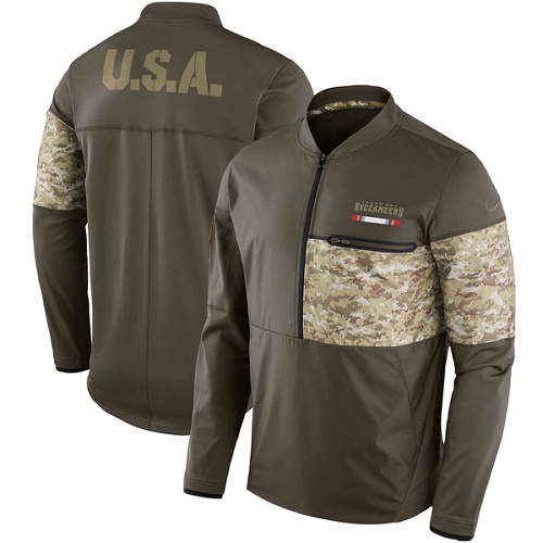Men's Tampa Bay Buccaneers Nike Olive Salute to Service Sideline Hybrid Half-Zip Pullover Jacket