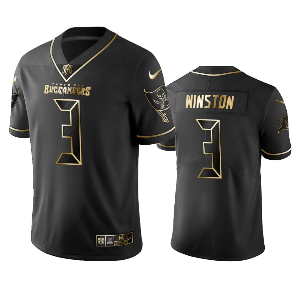 Buccaneers #3 Jameis Winston Men's Stitched NFL Vapor Untouchable Limited Black Golden Jersey Buccaneers #3 Jameis Winston Men's Stitched NFL Vapor Untouchable Limited Black Golden Jersey
