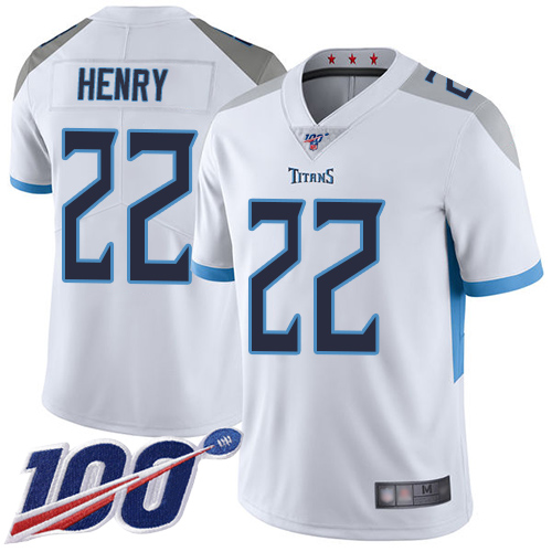 Nike Titans #22 Derrick Henry White Men's Stitched NFL 100th Season Vapor Limited Jersey Nike Titans #22 Derrick Henry White Men's Stitched NFL 100th Season Vapor Limited Jersey