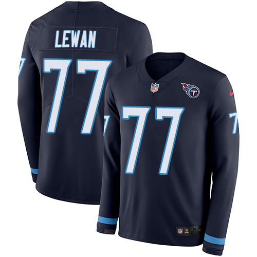 Nike Titans #77 Taylor Lewan Navy Blue Team Color Men's Stitched NFL Limited Therma Long Sleeve Jersey Nike Titans #77 Taylor Lewan Navy Blue Team Color Men's Stitched NFL Limited Therma Long Sleeve Jersey