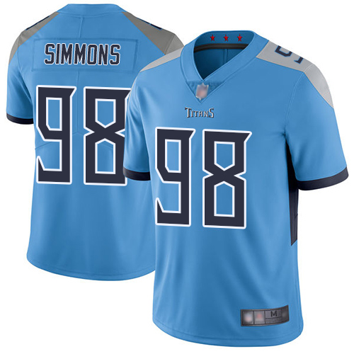 Nike Titans #98 Jeffery Simmons Light Blue Alternate Men's Stitched NFL Vapor Untouchable Limited Jersey Nike Titans #98 Jeffery Simmons Light Blue Alternate Men's Stitched NFL Vapor Untouchable Limited Jersey