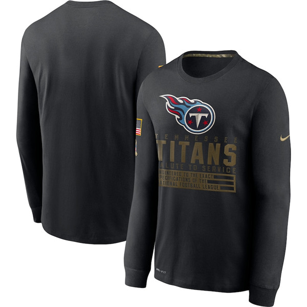 Men's Tennessee Titans Black NFL 2020 Salute To Service Sideline Performance Long Sleeve T-Shirt