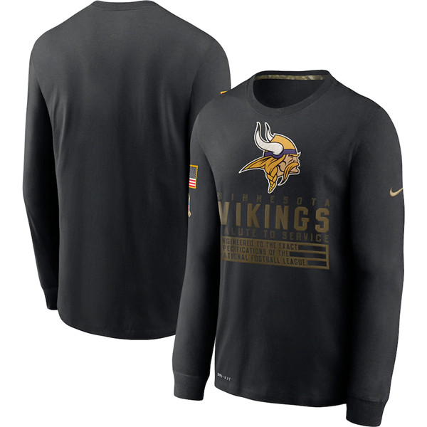 Men's Minnesota Vikings Black NFL 2020 Salute To Service Sideline Performance Long Sleeve T-Shirt Men's Minnesota Vikings Black NFL 2020 Salute To Service Sideline Performance Long Sleeve T-Shirt