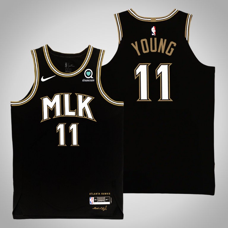 Men's Atlanta Hawks #11 Trae Young Black City Edition Stitched Jersey