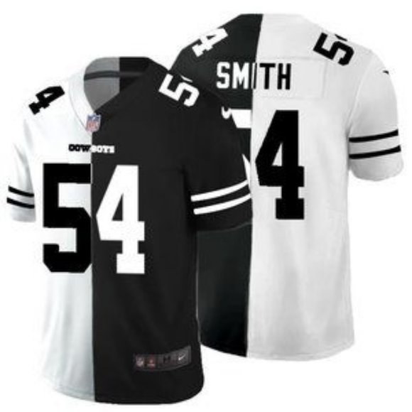 Men's Dallas Cowboys #54 Jaylon Smith Black & White NFL Split 2020 Stitched Jersey
