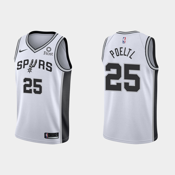 Men's White San Antonio Spurs #25 Jakob Poeltl Association Edition Stitched Jersey