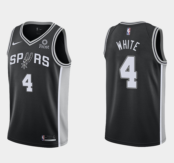 Men's Black San Antonio Spurs #4 Derrick White Icon Edition Icon Edition Stitched Jersey Men's Black San Antonio Spurs #4 Derrick White Icon Edition Icon Edition Stitched Jersey