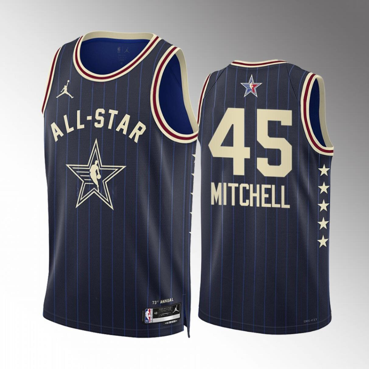 Men's 2024 All-Star #45 Donovan Mitchell Navy Stitched Basketball Jersey