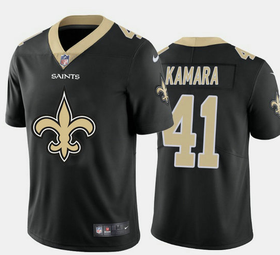 Men's New Orleans Saints #41 Alvin Kamara Black 2020 Team Big Logo Limited Stitched Jersey