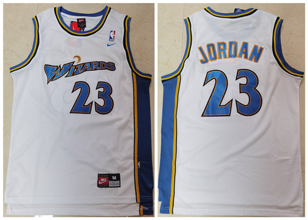 Men's Washington Wizards #23 Michael Jordan White Throwback Stitched Jersey Men's Washington Wizards #23 Michael Jordan White Throwback Stitched Jersey