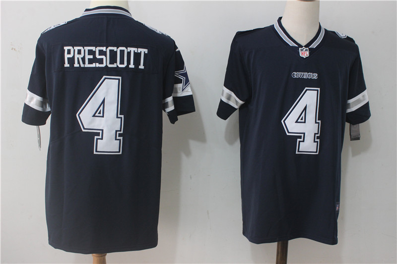 Men's Nike Dallas Cowboys #4 Dak Prescott Navy Blue Team Color Stitched NFL Vapor Untouchable Limited Jersey