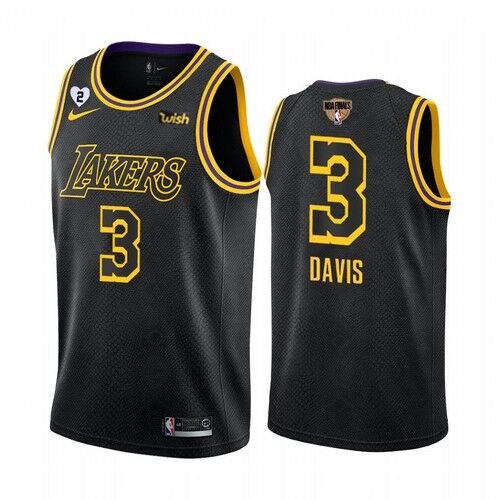 Men's Los Angeles Lakers #3 Anthony Davis 2020 Black NFL Finals Bound With GiGi Patch Stitched Jersey
