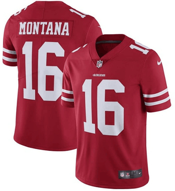 Men's San Francisco 49ers #16 Joe Montana Red NFL Limited Stitched Jersey