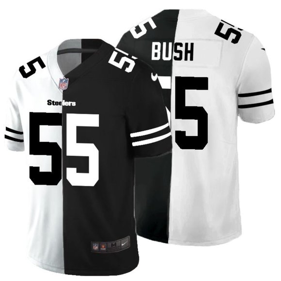 Men's Pittsburgh Steelers #55 Devin Bush Black &White NFL Split Limited Stitched Jersey