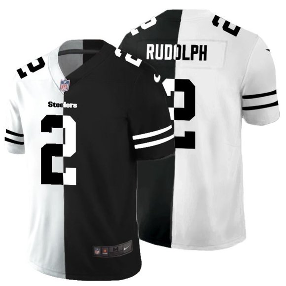 Men's Pittsburgh Steelers #2 Mason Rudolph Black &White NFL Split Limited Stitched Jersey