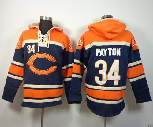 Men's Chicago Bears #34 Walter Payton Navy Blue NFL Sawyer Hooded Sweatshirt Hoodie